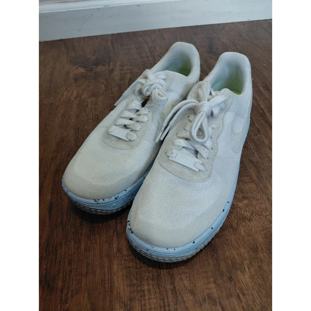 Womens Nike Air Force 1 Low Crater Flyknit White Blue Platinum DC7273-100 sz 9